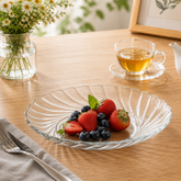 Clear Swirl-Pattern Pressed-Glass Soup Plate Set – 6 Pieces, 234 mm Diameter