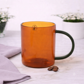 Brown Transparent Glass Mug – Heat Resistant Coffee & Tea Cup