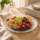 Elegant Clear Pressed-Glass Dinner Plate with Peacock-Feather Pattern – 1 Piece, 267 mm Diameter