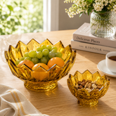 Amber-Tinted Crystal-Cut 7-Piece Fruit Bowl Set – 200/105 mm Bowls