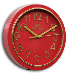 Heritage Wall Clock Fantasy – Red & Gold Plastic Frame Edition - Habitt
