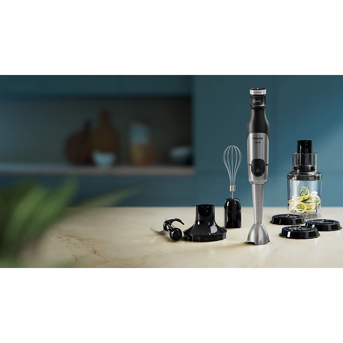 Philips 5000 Series Hand Blender 1200W with ProMix Technology, XL Chopper & Whisk – High-Performance Metal Body (HR2684/00) - Habitt
