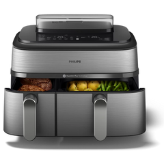 Philips 5000 Series Dual Basket Airfryer with RapidAir Plus Technology – Smart Dual-Zone Cooking (NA555/09) - Habitt