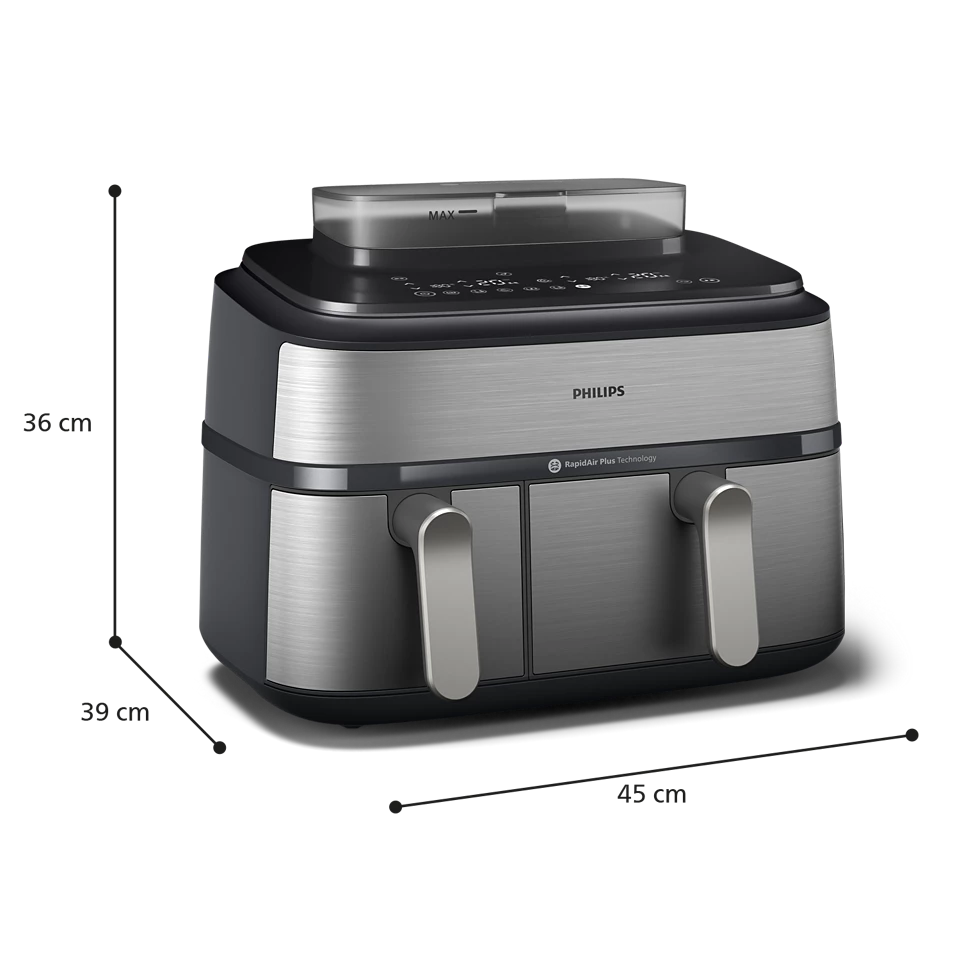 Philips 5000 Series Dual Basket Airfryer with RapidAir Plus Technology – Smart Dual-Zone Cooking (NA555/09) - Habitt