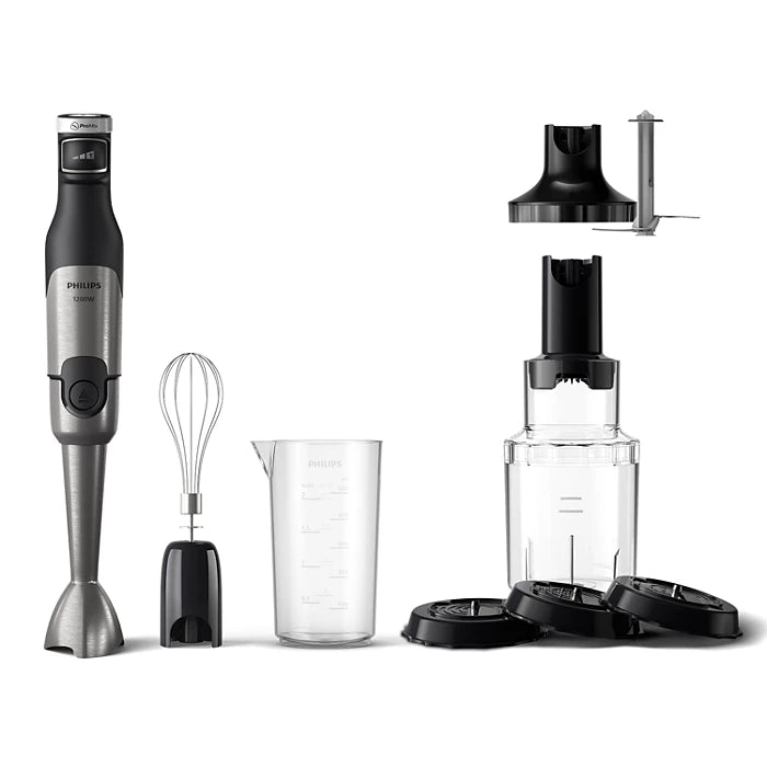 Philips 5000 Series Hand Blender 1200W with ProMix Technology, XL Chopper & Whisk – High-Performance Metal Body (HR2684/00) - Habitt