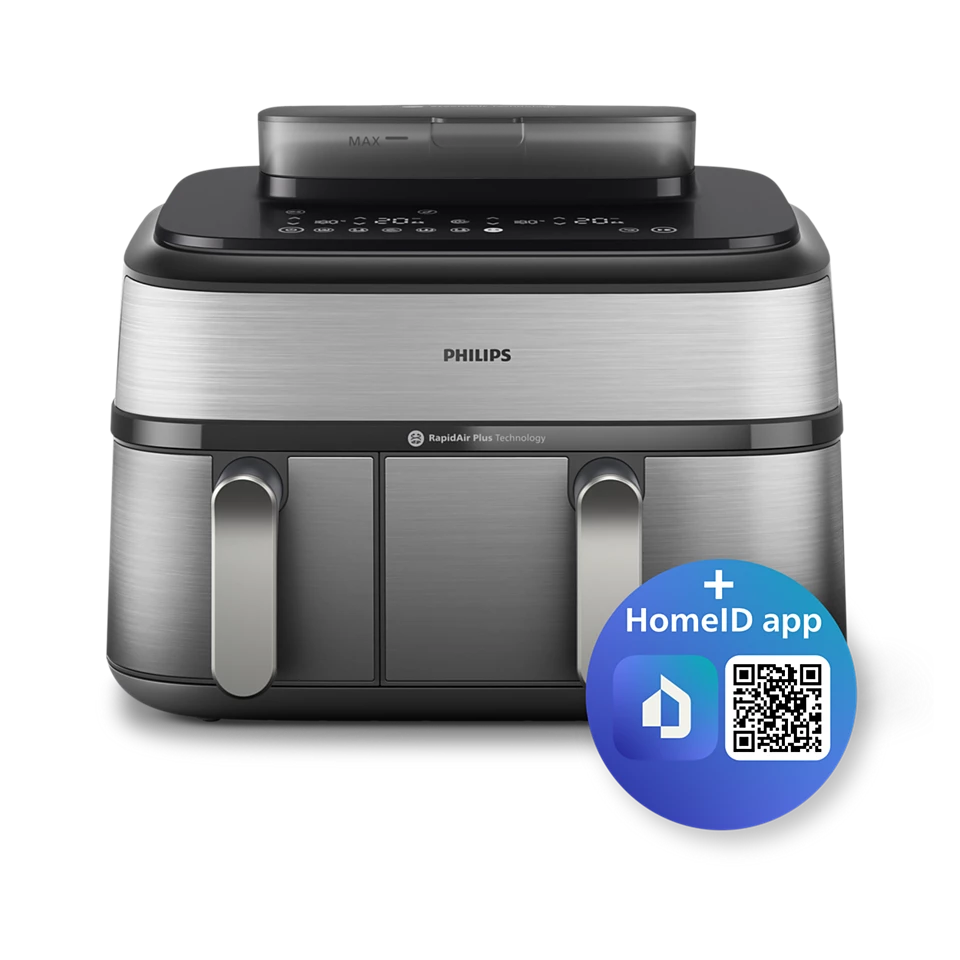 Philips 5000 Series Dual Basket Airfryer with RapidAir Plus Technology – Smart Dual-Zone Cooking (NA555/09) - Habitt
