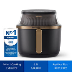 Philips 3000 Series Airfryer 6.2L with RapidAir Plus Technology & 16-in-1 Cooking Functions (NA332/00)