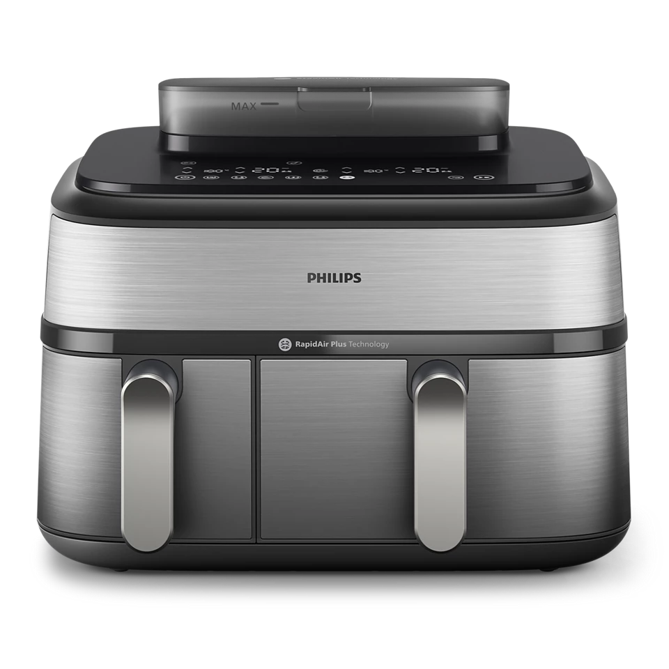 Philips 5000 Series Dual Basket Airfryer with RapidAir Plus Technology – Smart Dual-Zone Cooking (NA555/09) - Habitt