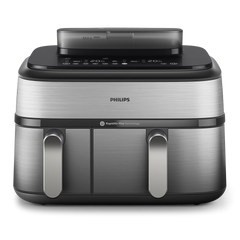 Philips 5000 Series Dual Basket Airfryer with RapidAir Plus Technology – Smart Dual-Zone Cooking (NA555/09)