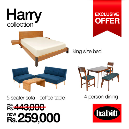 Harry (Bed, 5 Seater (3+2)Sofa, Coffee table & 4 person Dining Table) 1501