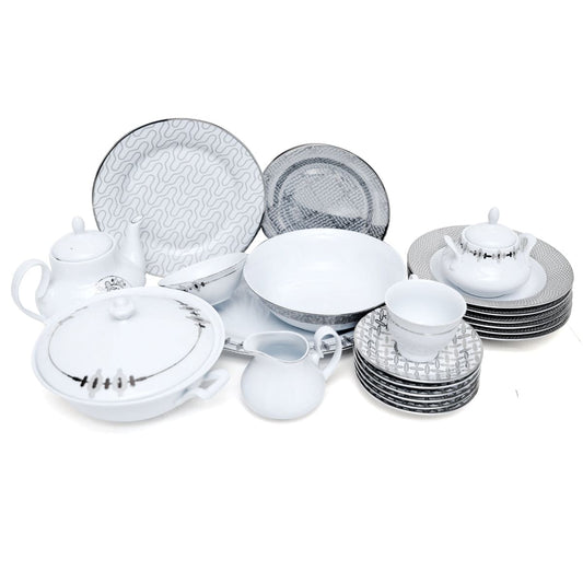45Pcs Dinner Set (Silver Chevron)