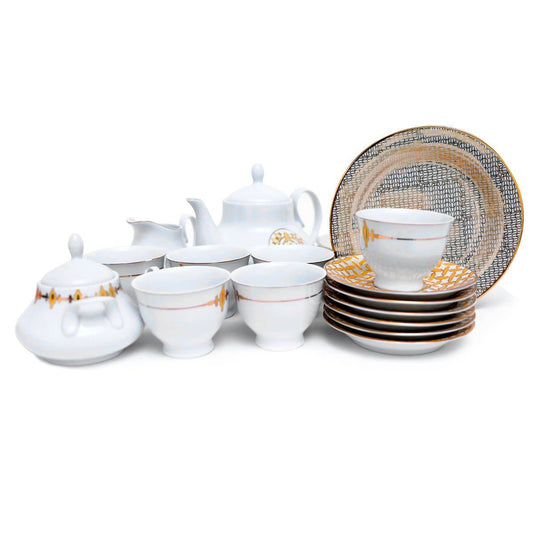 23Pcs Tea Set (Gold Chevron) - Habitt