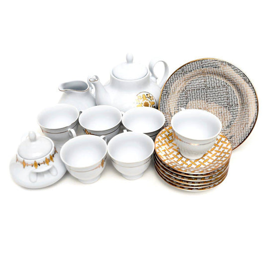 23Pcs Tea Set (Gold Chevron) - Habitt