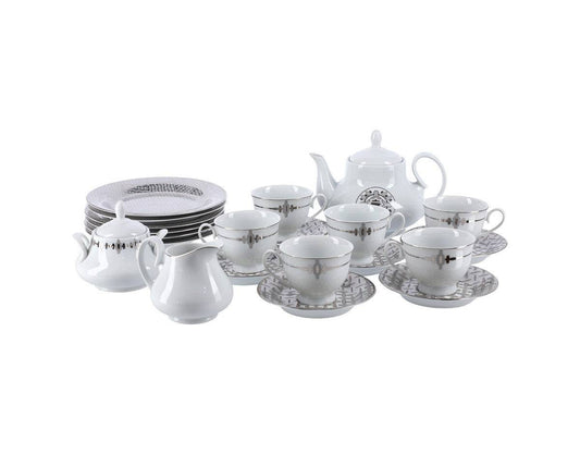 23Pcs Tea Set (Silver Chevron) - Habitt