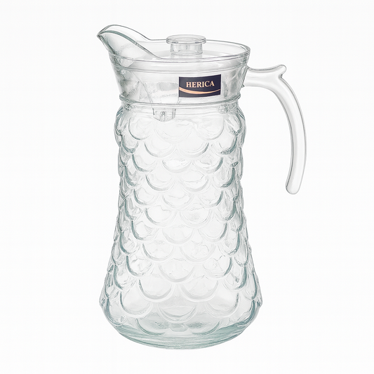 Crystal-Clear 1700 ml Glass Jug with Textured Design – Large Water & Juice Pitcher