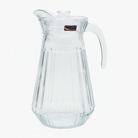 Crystal-Clear 1700 ml Glass Jug with Textured Design – Large Water & Juice Pitcher for Home Serving