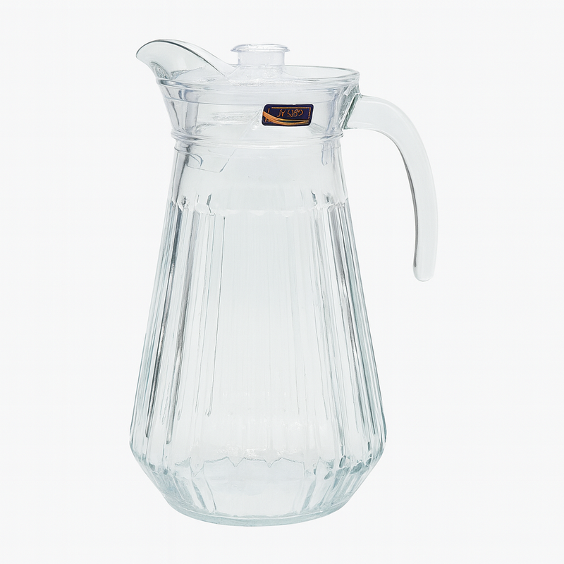 Crystal-Clear 1700 ml Glass Jug with Textured Design – Large Water & Juice Pitcher for Home Serving - Habitt
