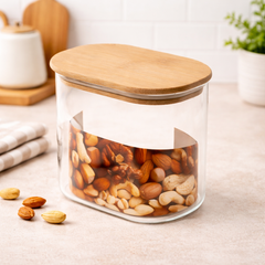 Wood Lid Jar (Small) – Compact Kitchen Storage Container - Habitt