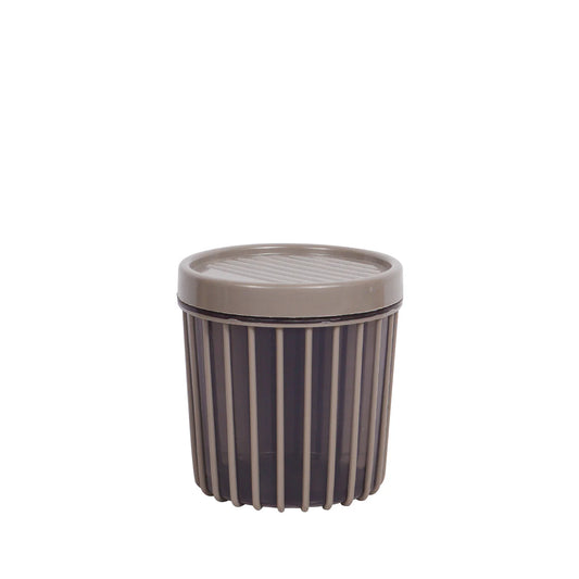 1pc Medium Stripe Jar with Lid – 900ml Plastic Storage Container (Red, teal Green, Coffee Brown, White)