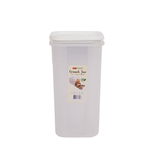 1pc Crunch Jar Large 1700 ml Plastic Airtight Food Storage Container (Red, White, Grey, Brown Lid Options)