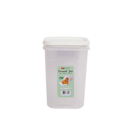 1pc Crunch Jar Medium – 1300 ml Plastic Airtight Food Storage Container (White, Red, Grey, Brown Lid Options)