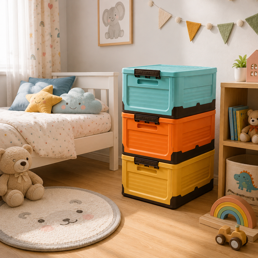 Large Folding Storage Box Assorted – Foldable Home Organizer for Clothes, Toys & Household Storage