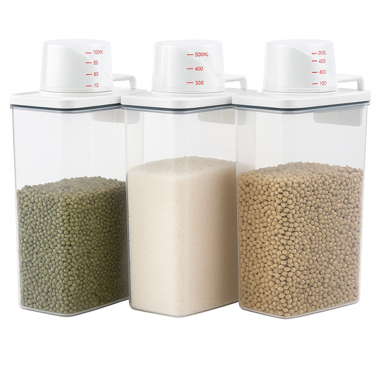 1Pc Premium Airtight Rice Dispenser 2.5KG – Kitchen Food Storage Container with Measuring Cup