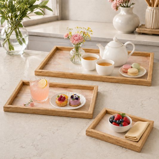 3-Piece Tray Set – Multipurpose Serving Trays for Kitchen, Dining & Home