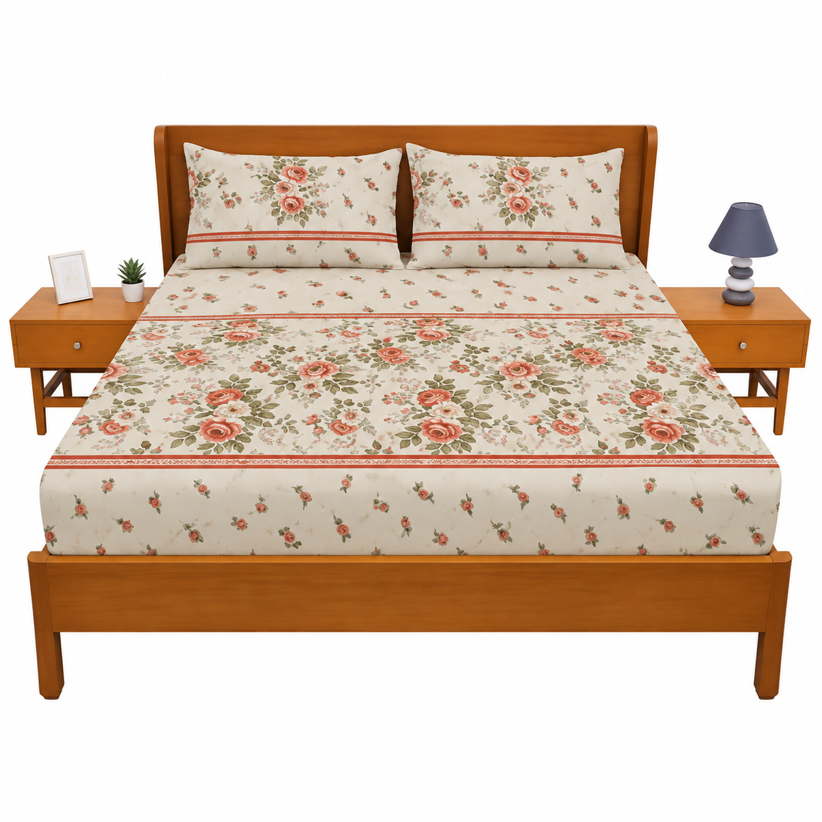 Floral Printed Double Bed Sheet