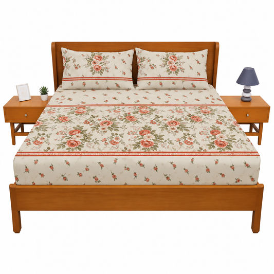 Floral Printed Double Bed Sheet