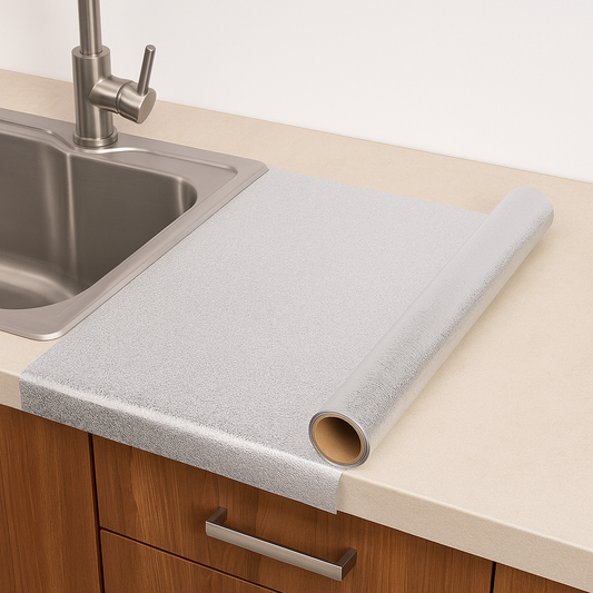 Kitchen Silver Sheet 60×2M Heat-Resistant Waterproof Foil for Counter & Shelf Protection