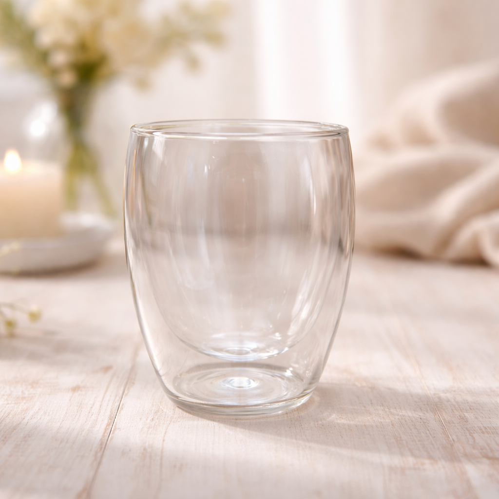 Double Wall Glass Cup – Minimalist Clear Insulated cup - Habitt