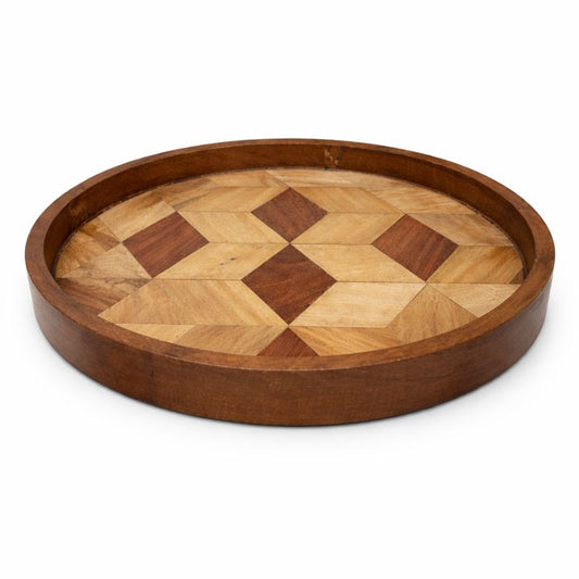 Round Wood Polish Tray – 11 Inch | Handcrafted Wooden Serving & Display Tray