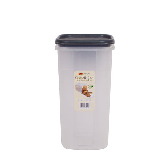 1pc Crunch Jar Large 1700 ml Plastic Airtight Food Storage Container (Red, White, Grey, Brown Lid Options)