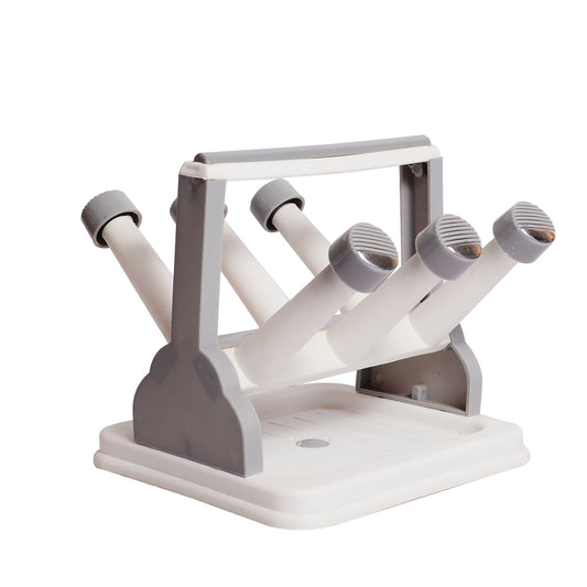 1pc Glass Stand Holder – Grey & Beige Cup Drying Rack for Kitchen