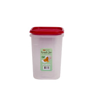 1pc Crunch Jar Medium – 1300 ml Plastic Airtight Food Storage Container (White, Red, Grey, Brown Lid Options) - Habitt