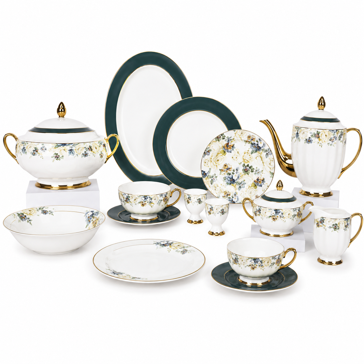 Premium 65-Piece Dinner Set | Elegant Dinnerware Set for Dining & Serving