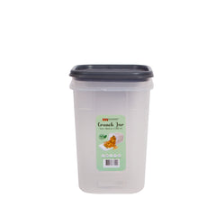 1pc Crunch Jar Medium – 1300 ml Plastic Airtight Food Storage Container (White, Red, Grey, Brown Lid Options)