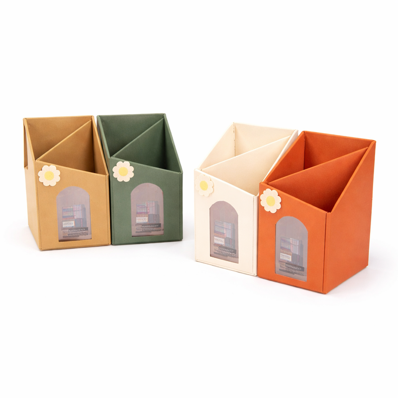 1Pc Triangular Desk Organizer – Multi-Compartment Stationery Holder in Assorted Colors - Habitt