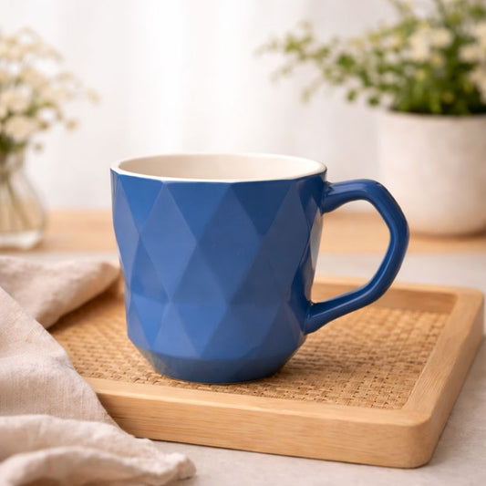 Geometric Ceramic Coffee Mug – Royal Blue
