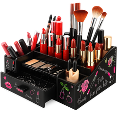 Black Beauty Organizer 8001 – Multi-Slot Makeup & Brush Holder