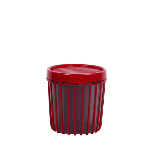 1pc Medium Stripe Jar with Lid – 900ml Plastic Storage Container (Red, teal Green, Coffee Brown, White)