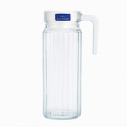 Ribbed Clear Glass Jug 1100 ml with Handle & Lid – Slim Water & Juice Pitcher for Everyday Serving - Habitt