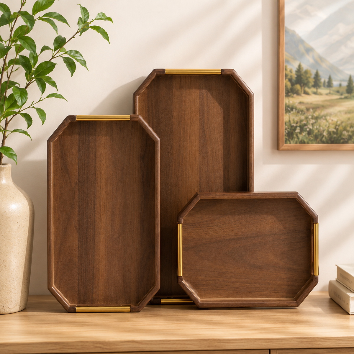 Premium Solid Wood Serving Tray (Small, Medium & Large) | Tea, Coffee & Breakfast Serving Tray