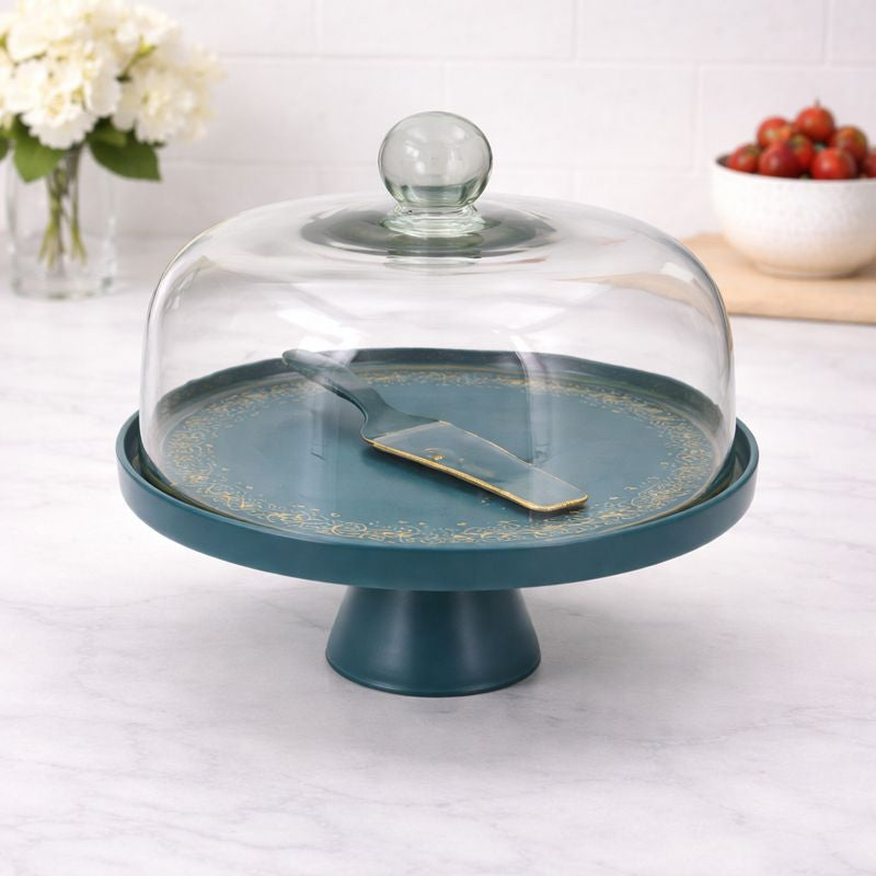 Sea Green Cake Dish with Cover