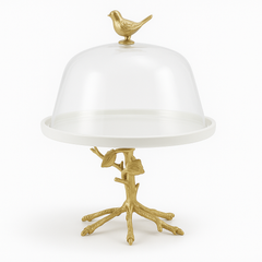 Elegant Gold Cake Stand with Acrylic Lid