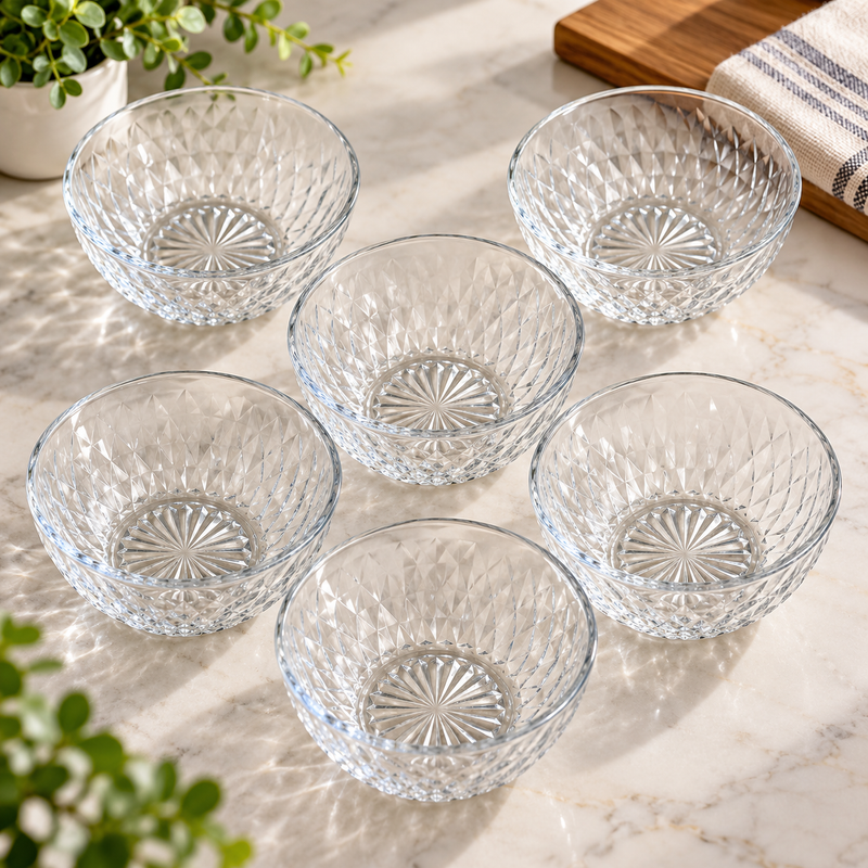 Sweet Bowl Set 360ml – 6-Piece Clear Glass Dessert & Serving Bowls