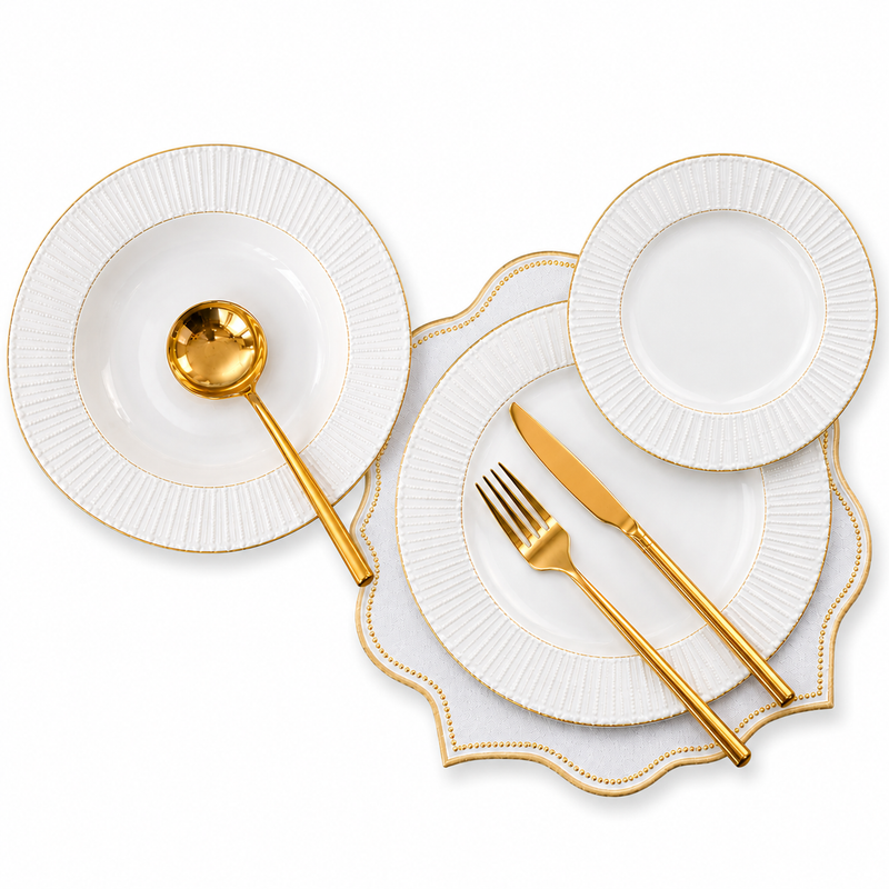 18 PCS Elegant Plate Set – Complete Dinnerware Collection for Dining