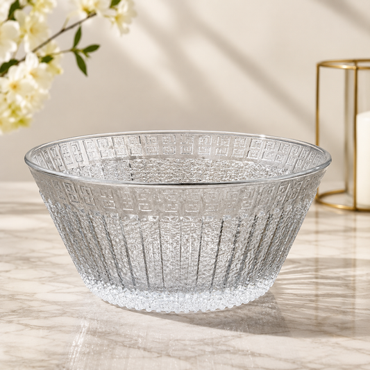 Elegant Textured Glass Fruit Bowl Set – Decorative Serving Bowl for Dining & Kitchen - Habitt