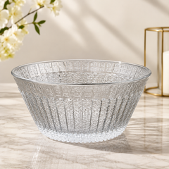 Elegant Textured Glass Fruit Bowl Set – Decorative Serving Bowl for Dining & Kitchen - Habitt